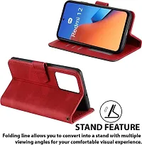 Flip Cover Compatible for Mi Redmi 12 4G Flip Cover Redmi 12 4G Back cover Redmi 12 Flip Cover Redmi 12 4G mobile back cover Xiaomi Redmi 12 4G Flip Cover Executive Red, Magnetic Closure-thumb2