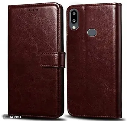 Flip Cover Compatible for Samsung Galaxy A10s Flip Cover Samsung Galaxy M01s Brown-thumb0