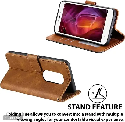 Rahishi Artificial Leather Flip Cover Compatible for Mi Redmi 8 Executive Brown, Magnetic Closure-thumb3