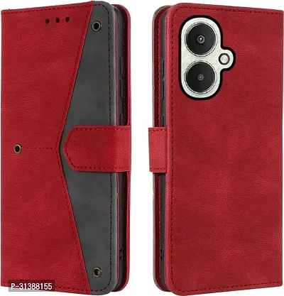 Flip Cover Compatible for Mi Redmi 13C 5G Flip Cover Redmi 13C 5G Back cover POCO M6 5G Flip Cover Redmi 13C 5G mobile back cover Xiaomi Redmi 13C 5G Flip Cover Executive Red, Magnetic Closure-thumb0