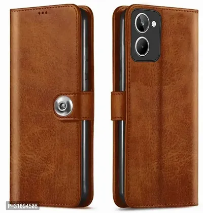 Flip Cover for Realme C61 LT5 Brown Back Cover