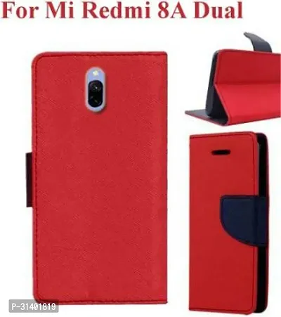 Flip Cover Compatible for Mi Redmi 8A Dual Flip Cover Stylish Girls Cover Boys Designer Cover Red-thumb0