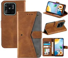 Flip Cover Compatible for Mi Redmi 10C Flip Cover Redmi 10C Back cover Redmi 10 Flip Cover Redmi 10C mobile back cover Xiaomi Redmi 10C Flip Cover Executive Brown, Magnetic Closure-thumb3