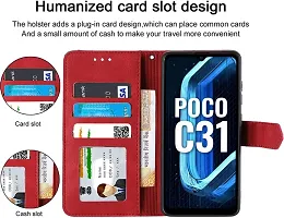 Flip Cover Compatible for Poco C31 Back Cover Poco C31 Stylish Cover Poco C31 Girls Cove Poco C31 mobile back cover Poco C31 Cover Executive Red, Magnetic Closure-thumb1