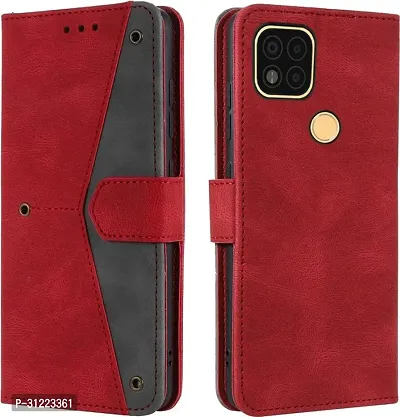 Flip Cover Compatible for Poco C31 Back Cover Poco C31 Stylish Cover Poco C31 Girls Cove Poco C31 mobile back cover Poco C31 Cover Executive Red, Magnetic Closure