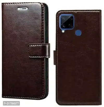 Flip Cover Compatible for Realme C15 Brown