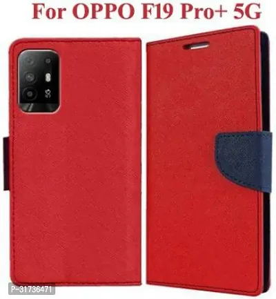 Gladly Flip Cover Compatible for  Oppo F19 Pro Plus Red