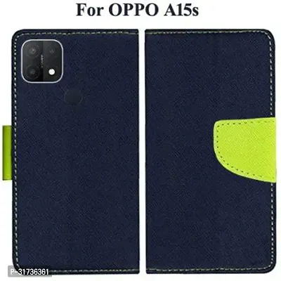 Gladly Flip Cover Compatible for  Oppo A15s Blue-thumb0