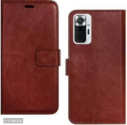 Flip Cover Compatible for Mi Redmi Note 10 pro Mobile Back CoverRedmi Note 10 Pro max Flip Cover Stylish Girls Cover Boys Designer Cover Brown-thumb0