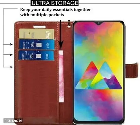 Flip Cover Compatible for Samsung Galaxy A50 Flip Cover Samsung Galaxy A50s Flip Cover Samsung Galaxy A30s Brown-thumb3