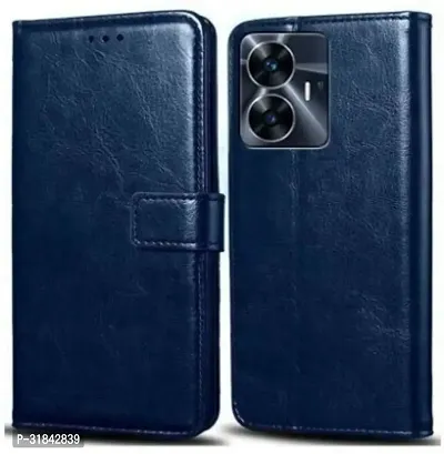 Gladly Flip Cover Compatible for Realme Narzo N55 Back Cover Soft Silicon Tpu Flip Cover Navy Blue