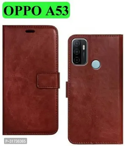 Gladly Flip Cover Compatible for  Oppo A53 Flip Cover Oppo A53 2020 Brown