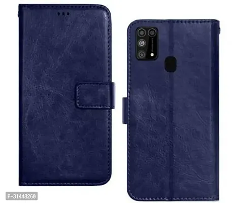 Gladly Flip Cover Compatible for Samsung Galaxy M31 Mobile Flip Cover With TPU Silicon Cover Blue