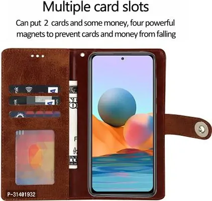 Flip Cover Compatible for Mi Redmi Note 10 pro Mobile Back CoverRedmi Note 10 Pro max Flip Cover Stylish Girls Cover Boys Designer Cover Brown-thumb2