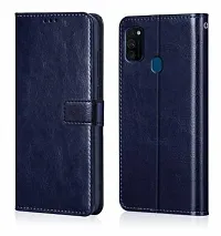 Flip Cover Compatible for Samsung Galaxy M21 Flip Cover Samsung Galaxy M30s Blue-thumb1