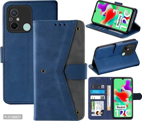 Flip Cover Compatible for Mi Redmi 12C Flip Cover Redmi 12C Back cover POCO C55 Flip Cover Redmi 12C mobile back cover Xiaomi Redmi 12C Flip Cover Executive Blue, Magnetic Closure-thumb4