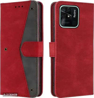 Flip Cover Compatible for Mi Redmi 10C Flip Cover Redmi 10C Back cover Redmi 10 Flip Cover Redmi 10C mobile back cover Xiaomi Redmi 10C Flip Cover Executive Red, Magnetic Closure-thumb4