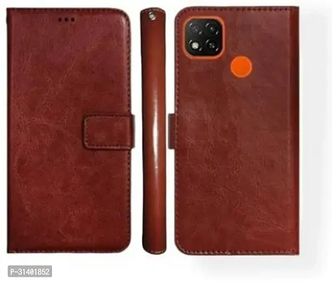 Flip Cover Compatible for Mi Redmi 9 Mobile Back Cover Mi  Redmi 9C Mobile Back Cover Mi Redmi 9 Active Mobile Back CoverPoco C31 Flip Cover Stylish Girls Cover Boys Designer Cover Brown-thumb0