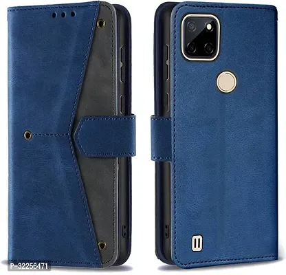 Stylish Flip Cover Compatible for Realme C21Y Cover Executive Blue, Magnetic Closure-thumb0