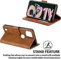 Stylish Flip Cover Compatible for Realme C21Y Cover Executive Brown, Magnetic Closure-thumb2