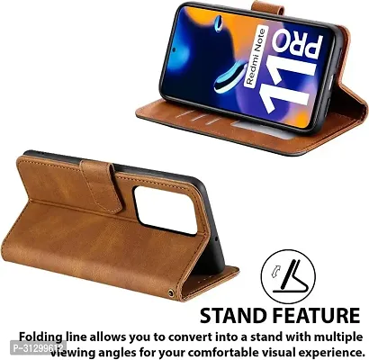 Flip Cover Compatible for Mi Redmi Note 11 Pro 5G Flip Cover Redmi Note 11 Pro Back cover Redmi Note 11 Pro Plus Flip Cover Redmi Note 11 Pro mobile back cover XiaoMi Redmi Note 11 Pro 5G Flip Cover Executive Brown, Magnetic Closure-thumb3