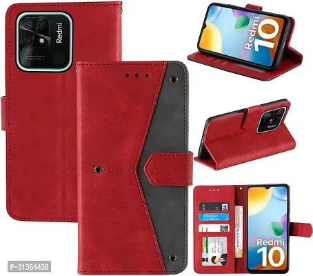 Flip Cover Compatible for Mi Redmi 10C Flip Cover Redmi 10C Back cover Redmi 10 Flip Cover Redmi 10C mobile back cover Xiaomi Redmi 10C Flip Cover Executive Red, Magnetic Closure