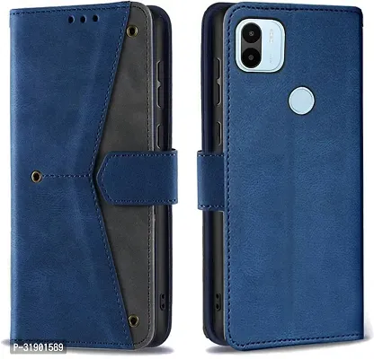 Gladly Flip Cover Compatible for POCO C50|MZB0D3DIN|MZB0D3CIN|MZB0CT7IN|MZB0CX4IN|MZB0D3BIN|MZB0D3AIN Back Cover Soft Silicon Tpu Flip Cover Executive Blue, Magnetic Closure-thumb0