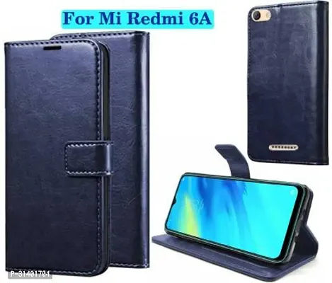 Flip Cover Compatible for Mi Redmi 6A Flip Cover Stylish Girls Cover Boys Designer Cover Blue-thumb0