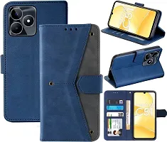 Stylish Flip Cover Compatible for Realme C51 Cover Executive Blue, Magnetic Closure-thumb3