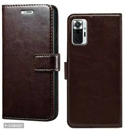 Flip Cover Compatible for Mi Redmi Note 10 pro Mobile Back CoverRedmi Note 10 Pro max Flip Cover Stylish Girls Cover Boys Designer Cover Brown-thumb0