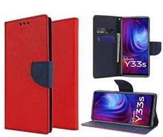 Gladly Flip Cover Compatible for Vivo Y33s 5G Flip Cover Vivo Y21 2021 Flip Cover Vivo Y21T Flip Cover Vivo Y33T Red-thumb1