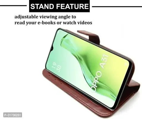 Gladly Flip Cover Compatible for  Oppo A31 Brown-thumb4