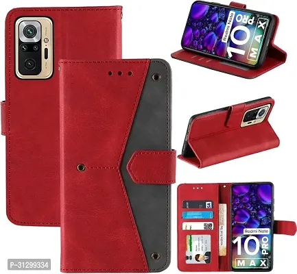 Flip Cover Compatible for Mi Redmi Note 10 Pro Flip Cover Redmi Note 10 Pro Back cover Mi Redmi Note 10 Pro Max Flip Cover Redmi Note 10 Pro mobile back cover Xiaomi Redmi Note 10 Pro Flip Cover Executive Red, Magnetic Closure-thumb4