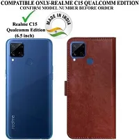 Flip Cover Compatible for Realme C15 Brown-thumb1