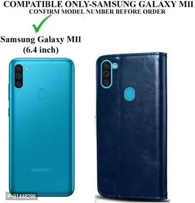 Gladly Flip Cover Compatible for Samsung Galaxy M11 Mobile Flip Cover With TPU Silicon Cover Blue-thumb2