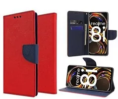 Gladly Flip Cover Compatible for Realme 8i Back Cover Soft Silicon Tpu Flip Cover Red-thumb2