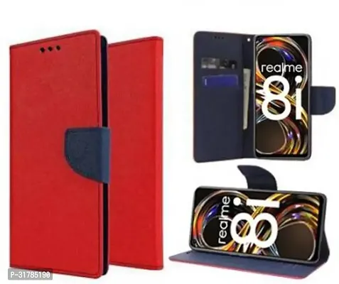 Gladly Flip Cover Compatible for Realme 8i Back Cover Soft Silicon Tpu Flip Cover Red-thumb3