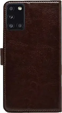 Gladly Flip Cover Compatible for Samsung Galaxy A31 Mobile Flip Cover With TPU Silicon Cover Brown-thumb2