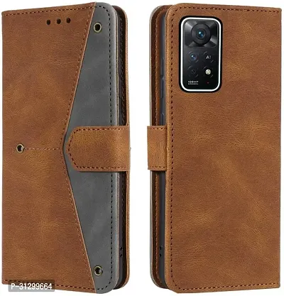 Flip Cover Compatible for Mi Redmi Note 11 Pro Plus 5G Flip Cover Redmi Note 11 Pro Plus Back cover Redmi Note 11 Pro 5G Flip Cover Redmi Note 11 Pro Plus mobile back cover Xiaomi Redmi Note 11 Pro Plus 5G Flip Cover Executive Brown, Magnetic Closure-thumb0