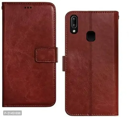 Rahishi Flip Cover Compatible for Vivo Y95 Back Cover Soft TPU Silicone Brown-thumb0