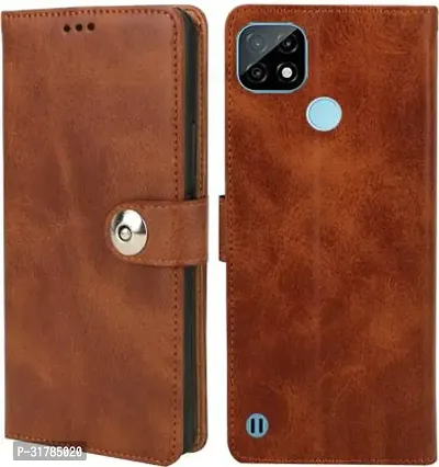 Flip Cover Compatible for Realme C21 Brown