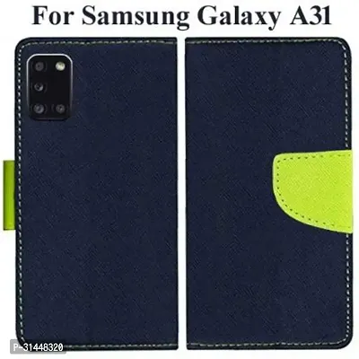 Gladly Flip Cover Compatible for Samsung Galaxy A31 Mobile Flip Cover With TPU Silicon Cover Blue-thumb0