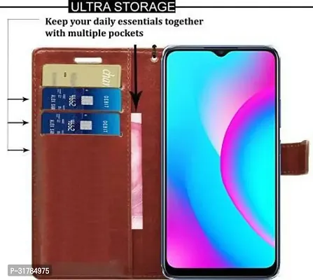 Flip Cover Compatible for Realme C15 Brown-thumb4