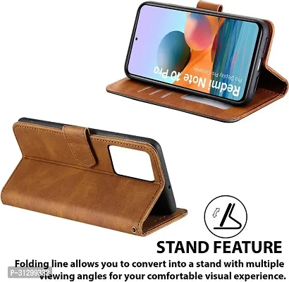 Flip Cover Compatible for Mi Redmi Note 10 Pro Flip Cover Redmi Note 10 Pro Back cover Mi Redmi Note 10 Pro Max Flip Cover Redmi Note 10 Pro mobile back cover Xiaomi Redmi Note 10 Pro Flip Cover Executive Brown, Magnetic Closure-thumb3