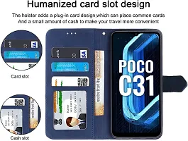 Flip Cover Compatible for Poco C31 Back Cover Poco C31 Stylish Cover Poco C31 Girls Cove Poco C31 mobile back cover Poco C31 Cover Executive Blue, Magnetic Closure-thumb1