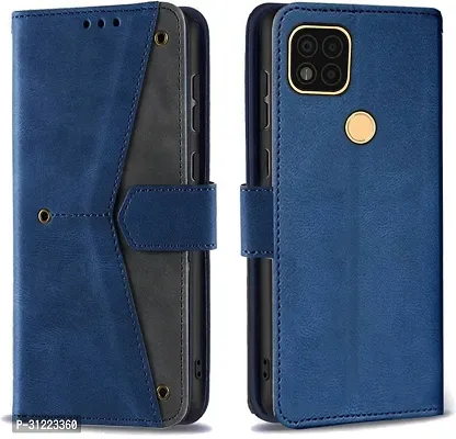 Flip Cover Compatible for Poco C31 Back Cover Poco C31 Stylish Cover Poco C31 Girls Cove Poco C31 mobile back cover Poco C31 Cover Executive Blue, Magnetic Closure-thumb0