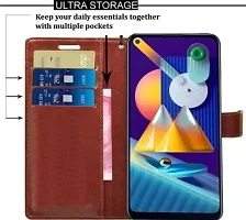 Gladly Flip Cover Compatible for Samsung Galaxy M11 Mobile Flip Cover With TPU Silicon Cover Brown-thumb2