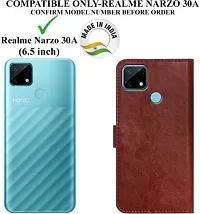 Gladly Flip Cover Compatible for Realme Narzo 30A Back Cover Soft Silicon Tpu Flip Cover Brown-thumb1