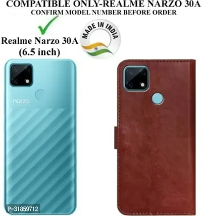 Gladly Flip Cover Compatible for Realme Narzo 30A Back Cover Soft Silicon Tpu Flip Cover Brown-thumb2