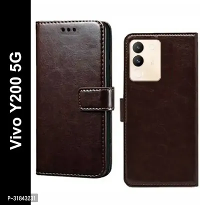 Gladly Flip Cover Compatible for Vivo Y200 5G Back Cover Soft Silicon Tpu Flip Cover Coffee Brown